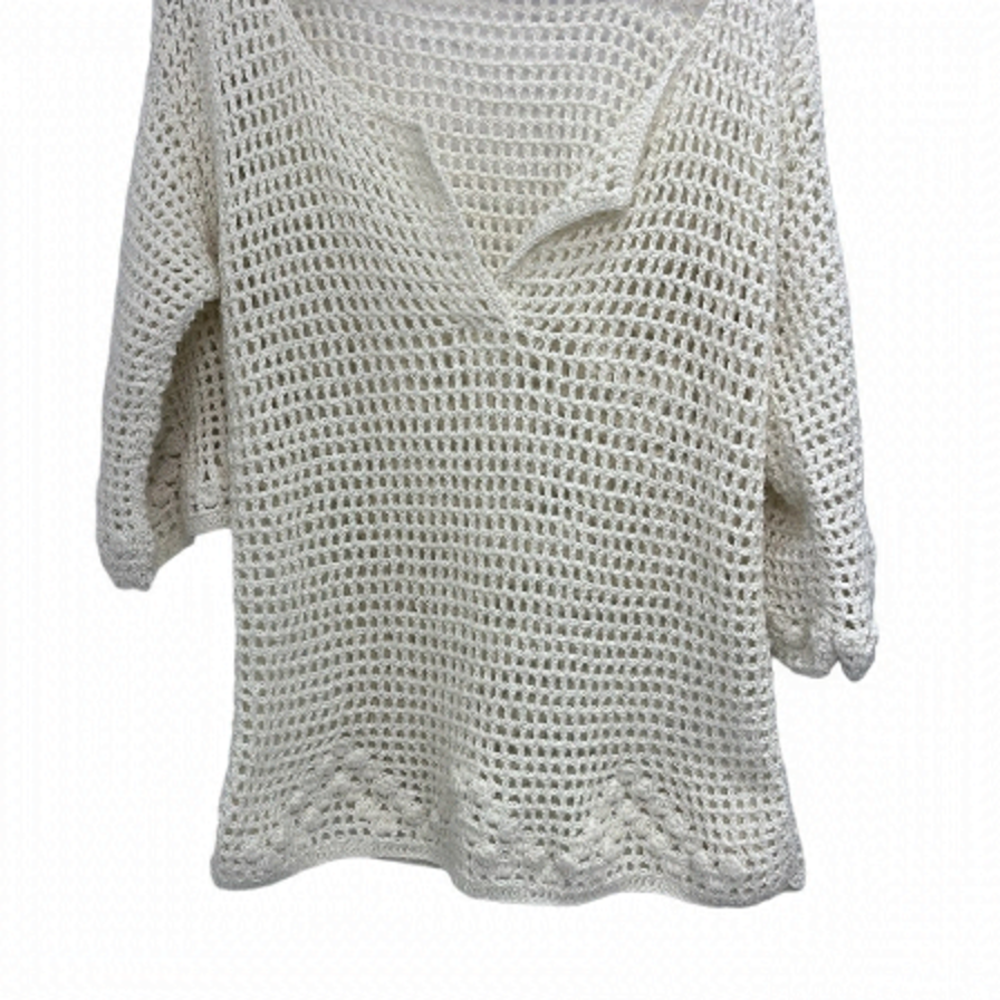 HANDMADE crochet tunic v neck beige